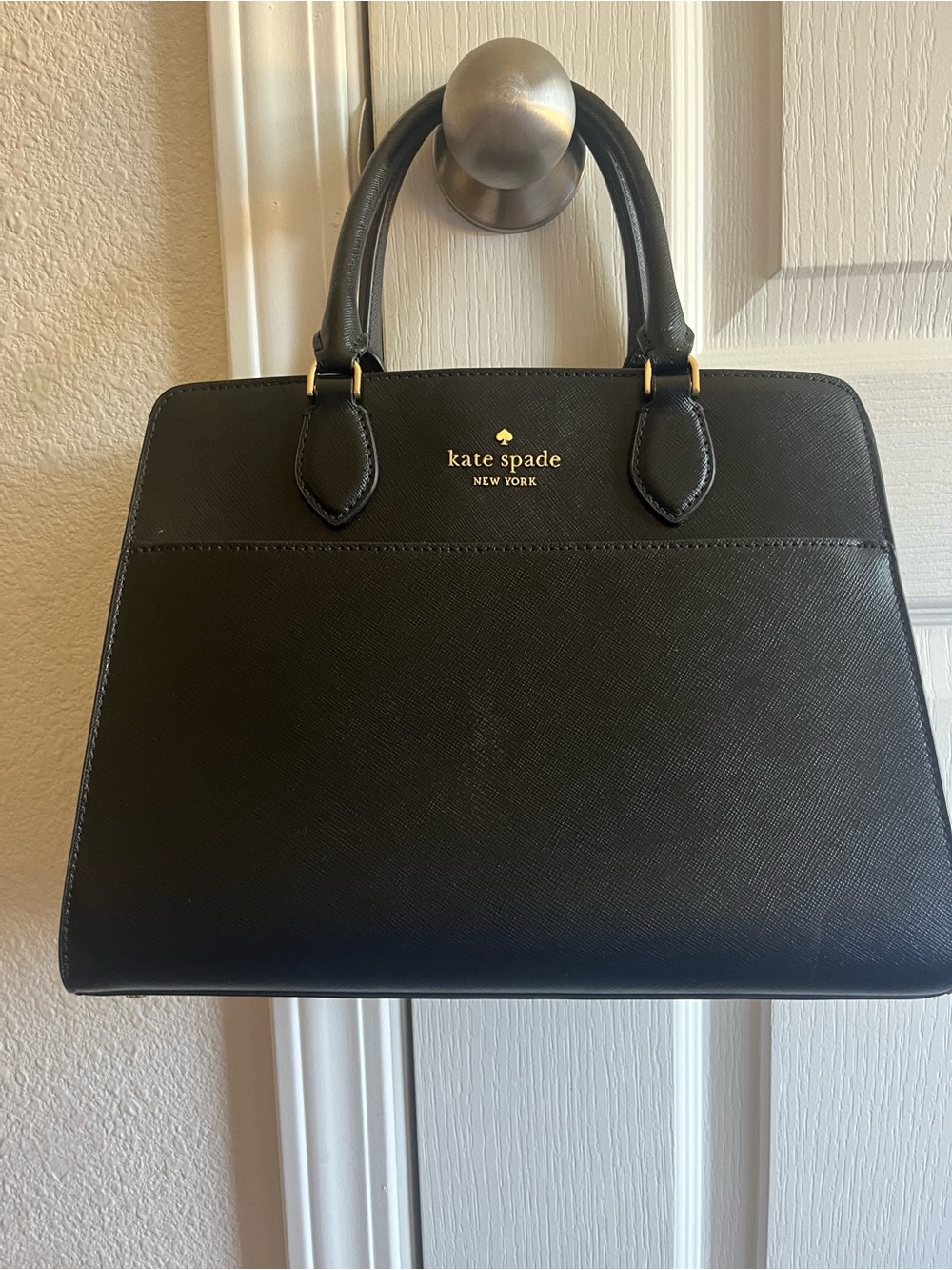 kate spade madison Black Saffiano Leather Double-Handle Satchel